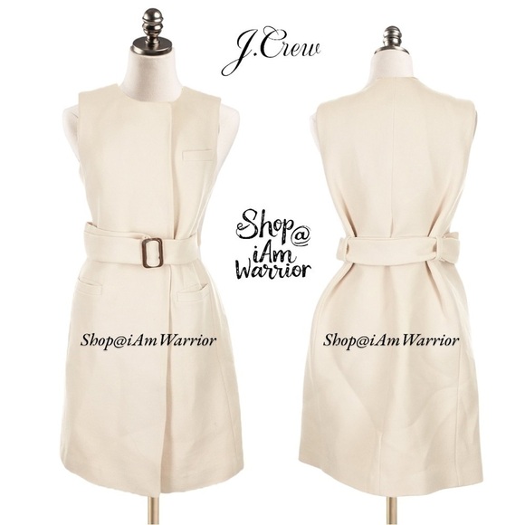 J.Crew ivory long sleeveless double cloth belted layering vest *shop@iamwarrior - Picture 4 of 13